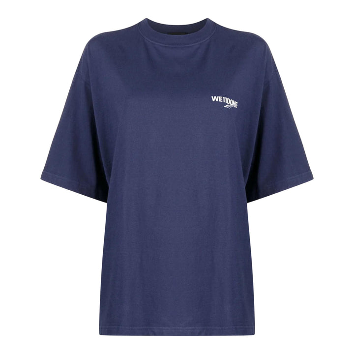 Club21 - We11done - Navy Wave Logo Short-Sleeved Tee - TEES - Navy
