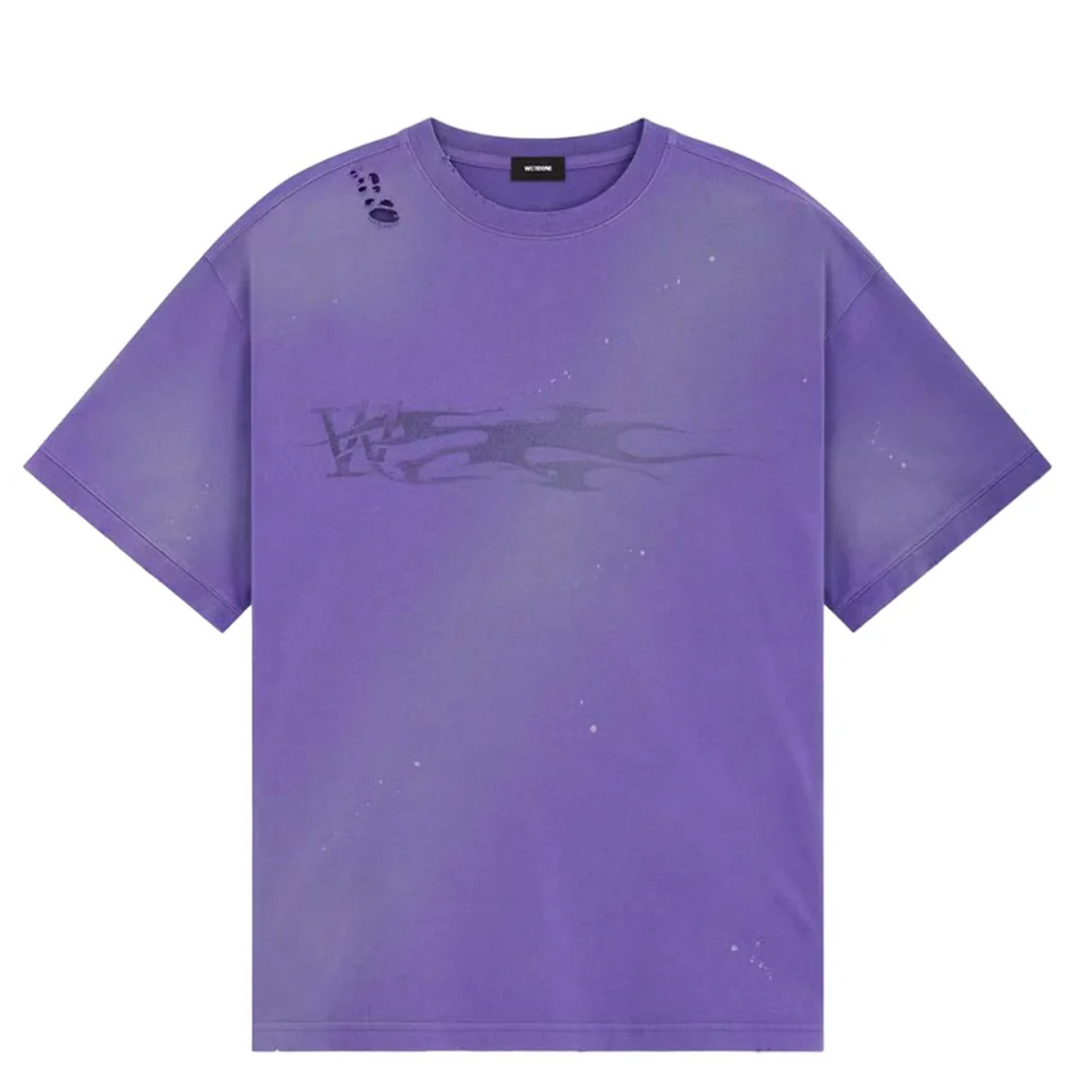 Purple Rib-Detail Short-Sleeve Tee