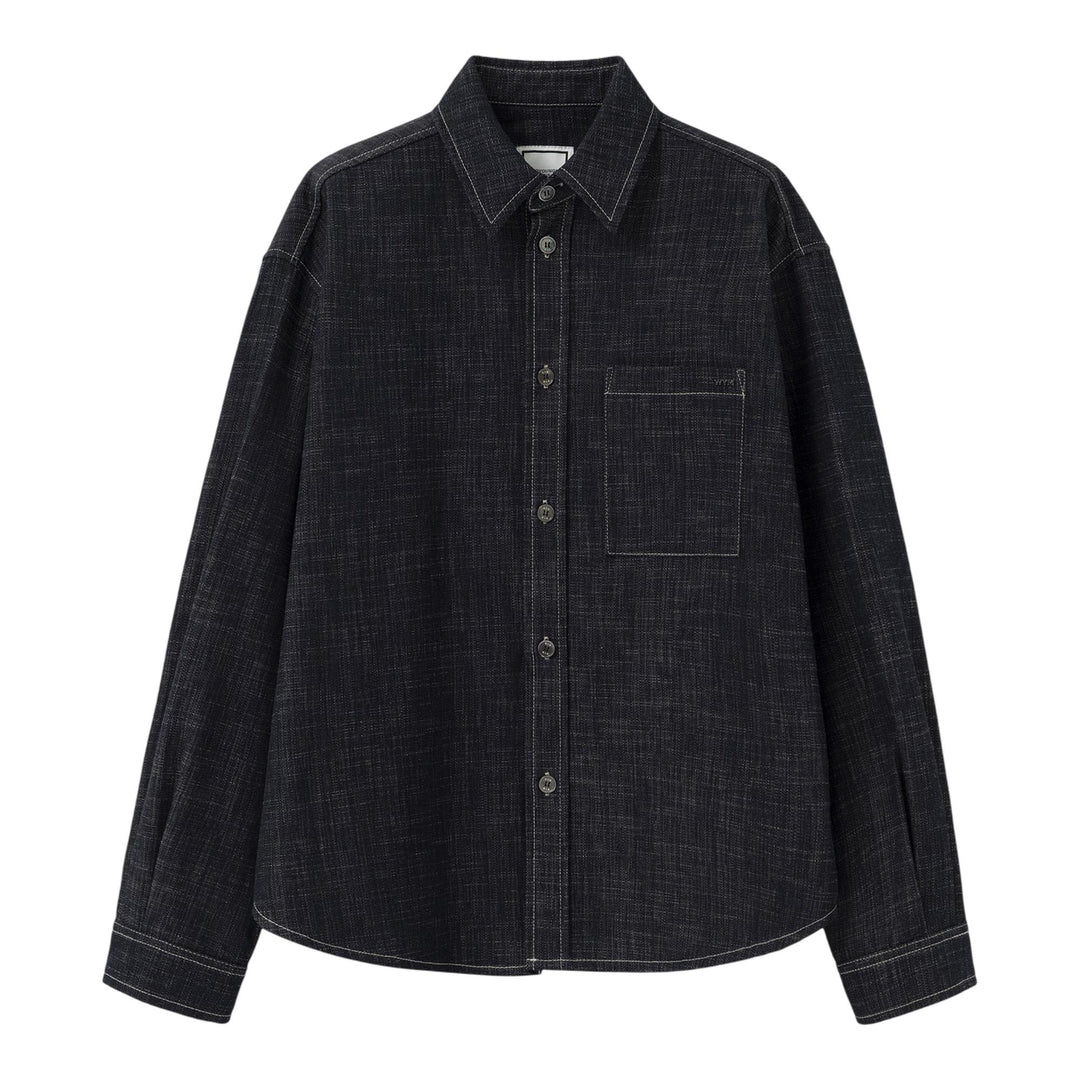 Club21 - Wooyoungmi - Rigid Textured Denim Shacket - SHIRTS - Blue