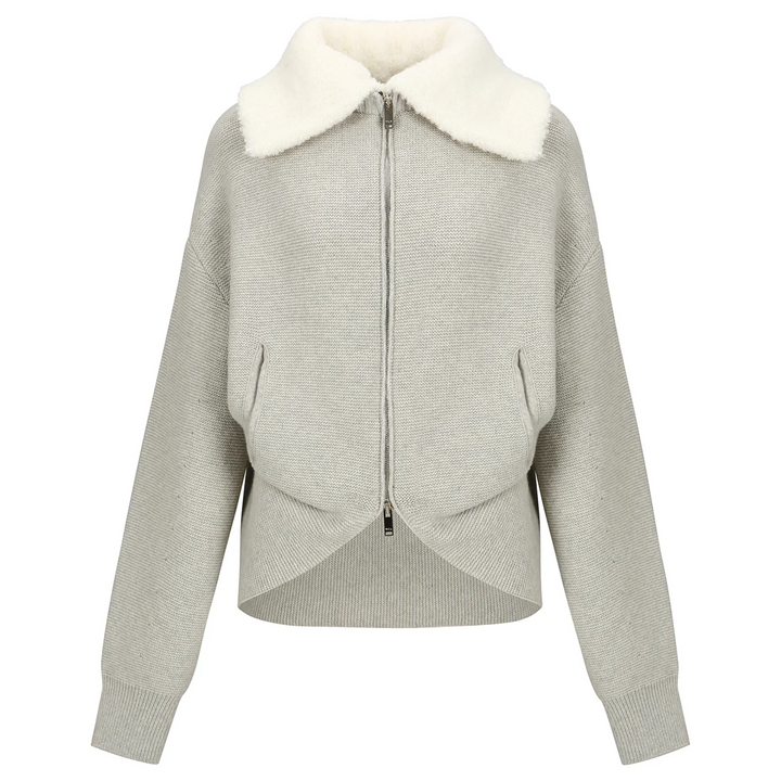 Sailor Fur Collar Zip-Up Jacket