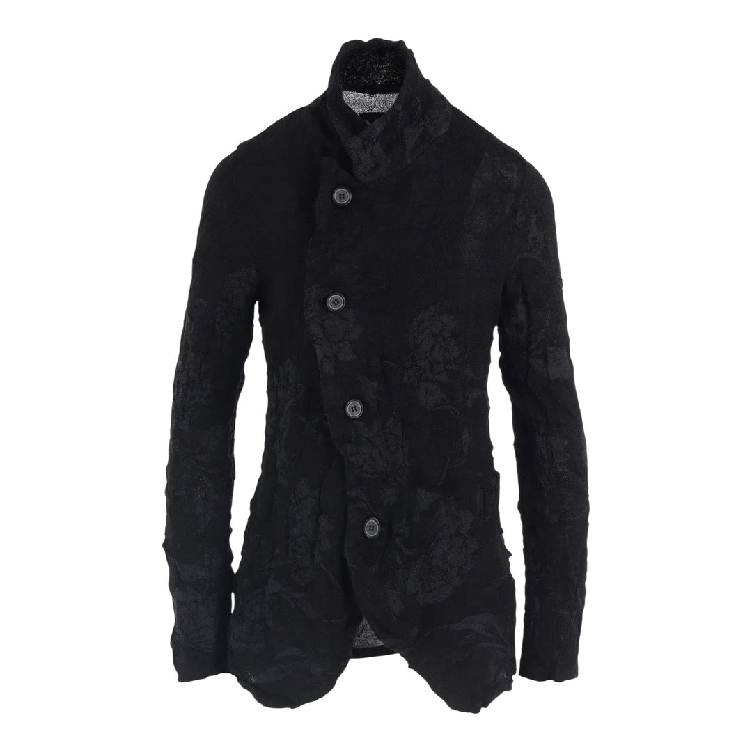 Club21 - Y's - Big Flower Wrinkled Knit Jacket - CARDIGANS - Black