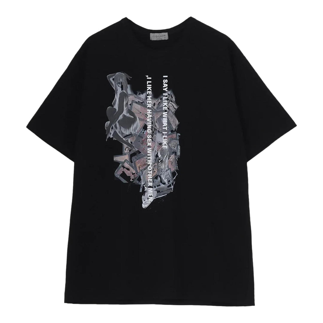 Club21 - Yohji Yamamoto - Basic Short Sleeve Printed Tee - TEES - Black