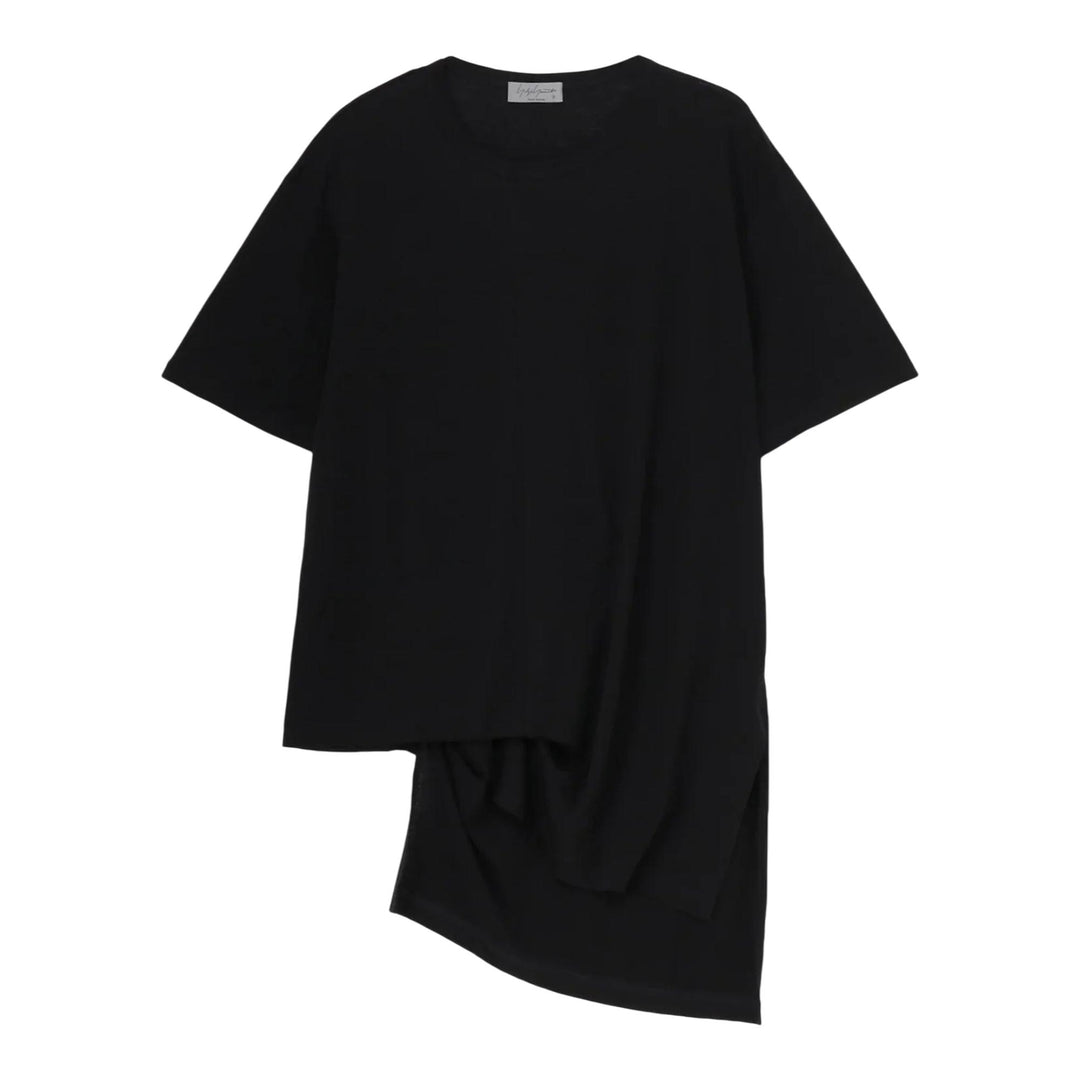 Club21 - Yohji Yamamoto - Designed Collar Round Neck Short Sleeve Tee - TEES - Black