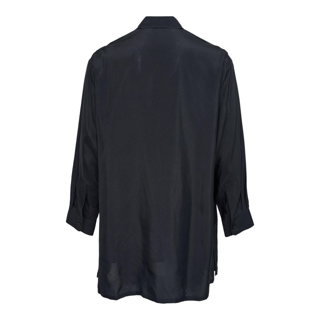 Club21 - Yohji Yamamoto - Open Collar Shoulder Pleats Blouse - SHIRTS - Black