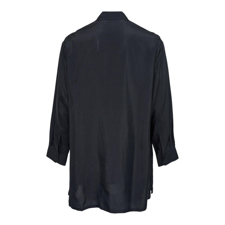Club21 - Yohji Yamamoto - Open Collar Shoulder Pleats Blouse - SHIRTS - Black