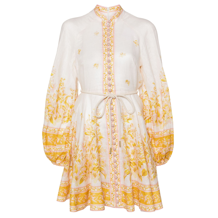 ZIMMERMANN_Golden_Buttoned_Mini_Dress-Yellow