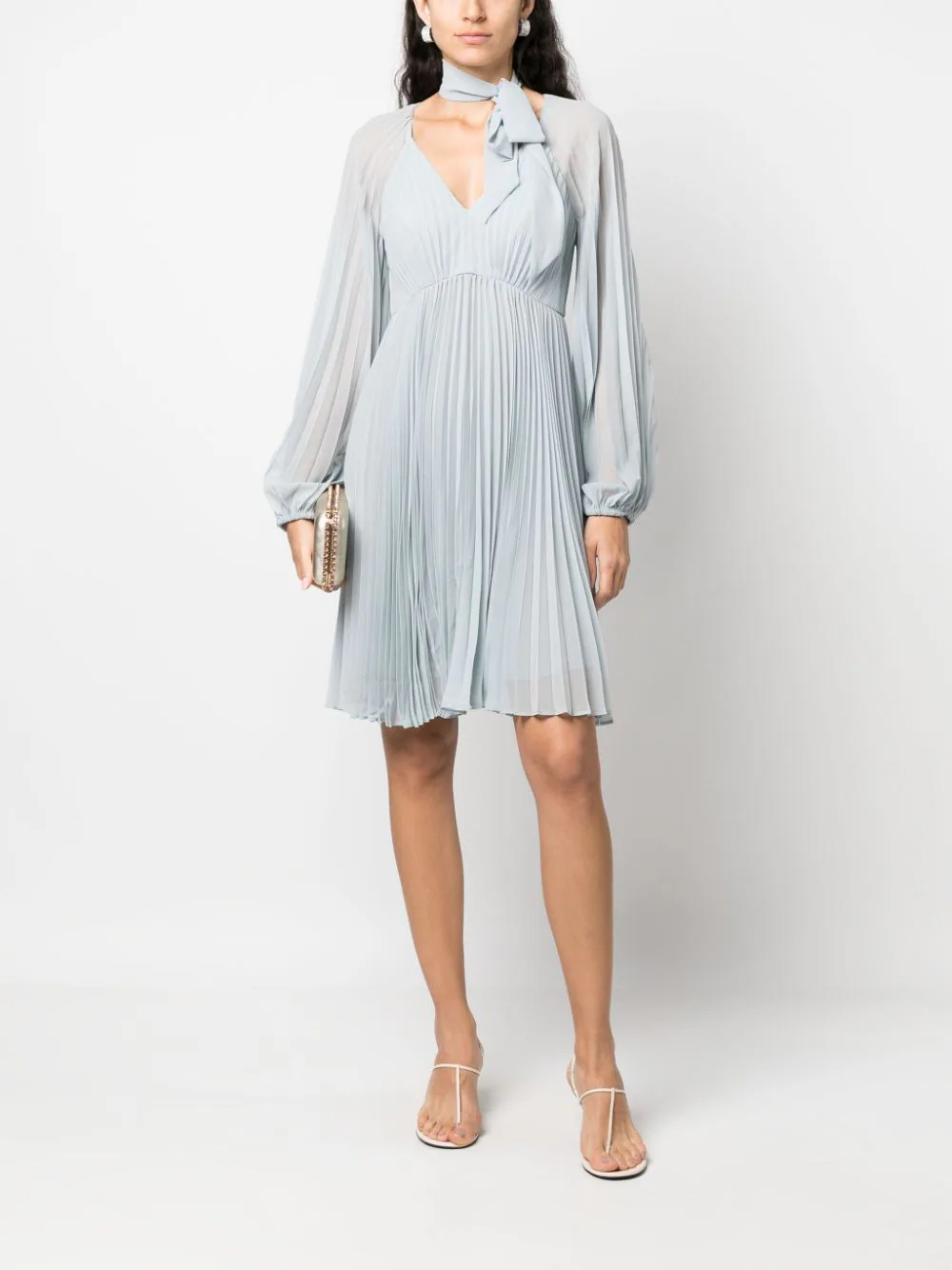 navy blue maxi dress summer Silk Wrap Mini Dress Ice Blue main image 1