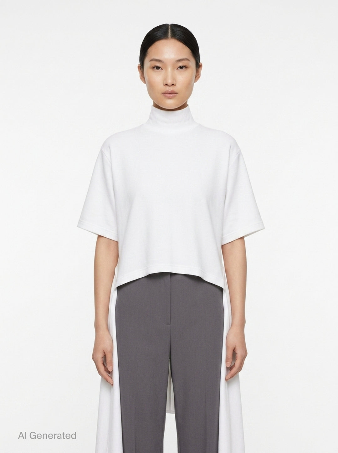 Asymmetric Cotton Jersey Tee | Alaïa | Club21 - front
