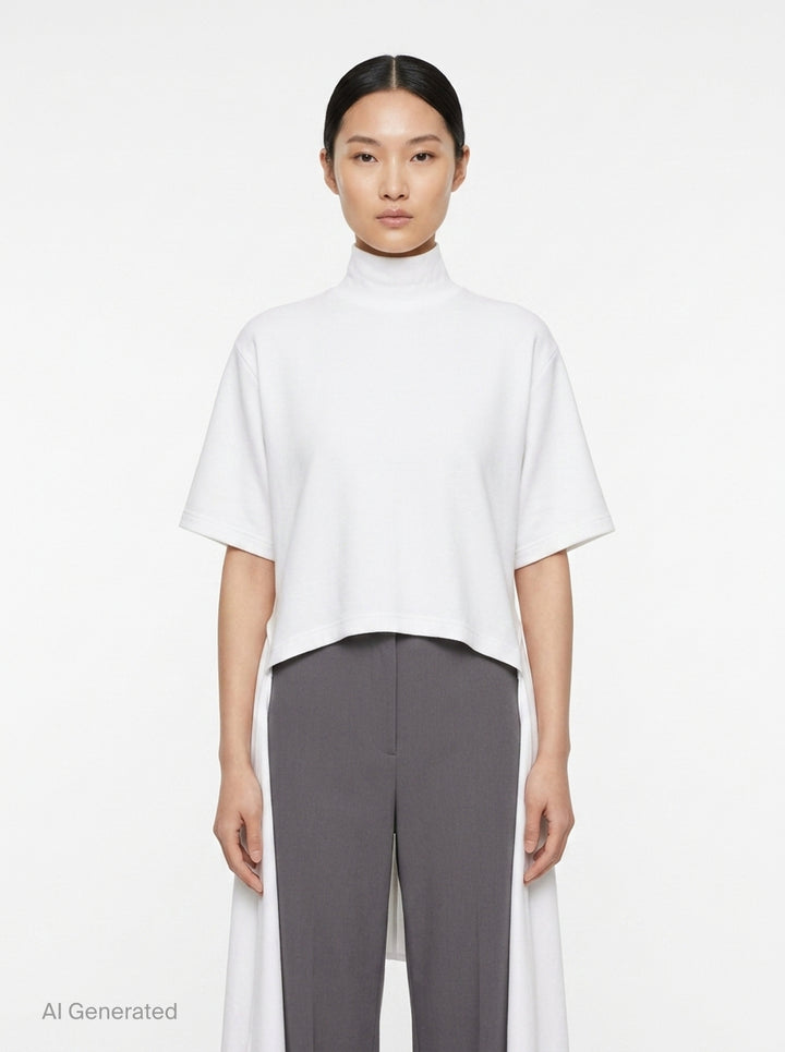 Asymmetric Cotton Jersey Tee | Alaïa | Club21 - front