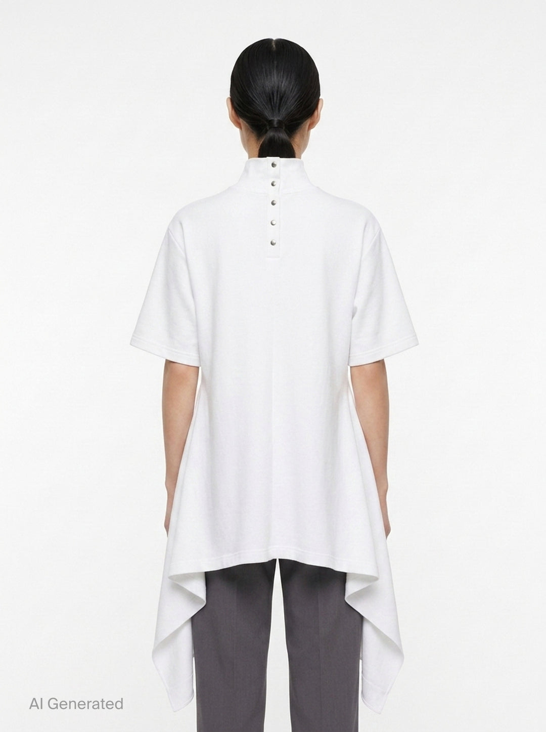 Asymmetric Cotton Jersey Tee | Alaïa | Club21 - back