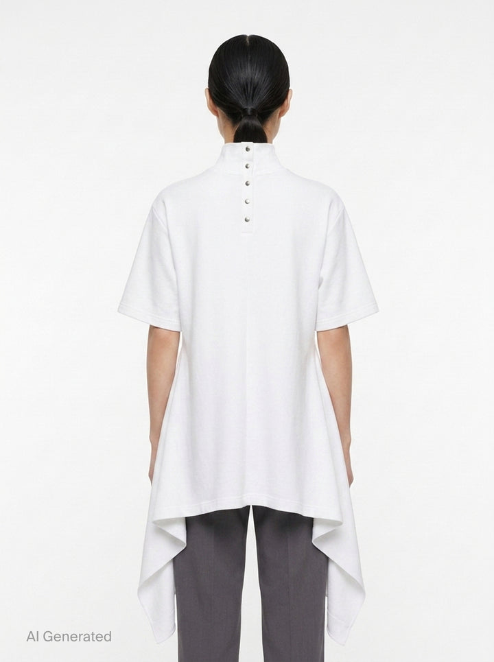 Asymmetric Cotton Jersey Tee | Alaïa | Club21 - back