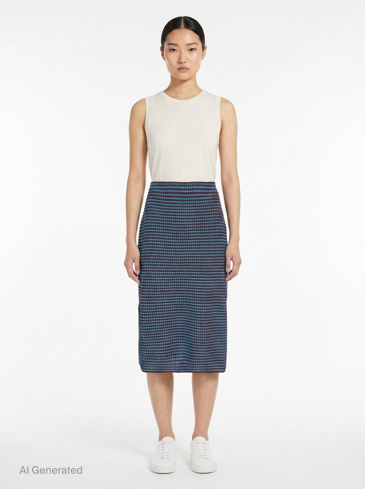 Crochet Knit Pencil Skirt | Alaïa | Club21 - front