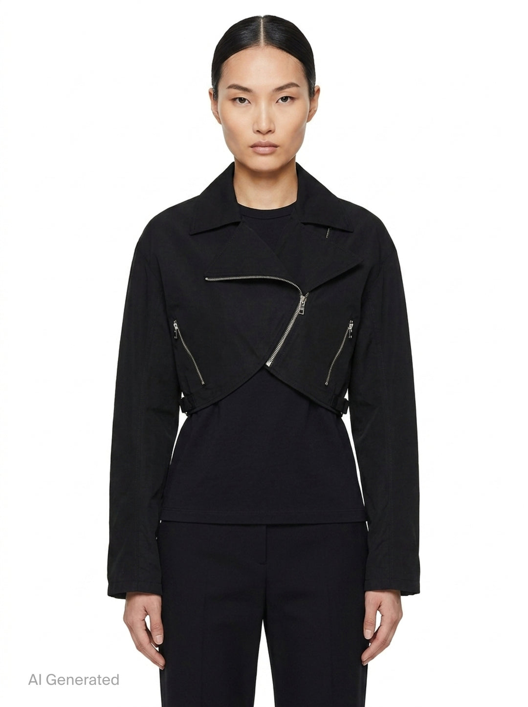 Cropped Biker Cotton Poplin Jacket | Alaïa | Club21 - front