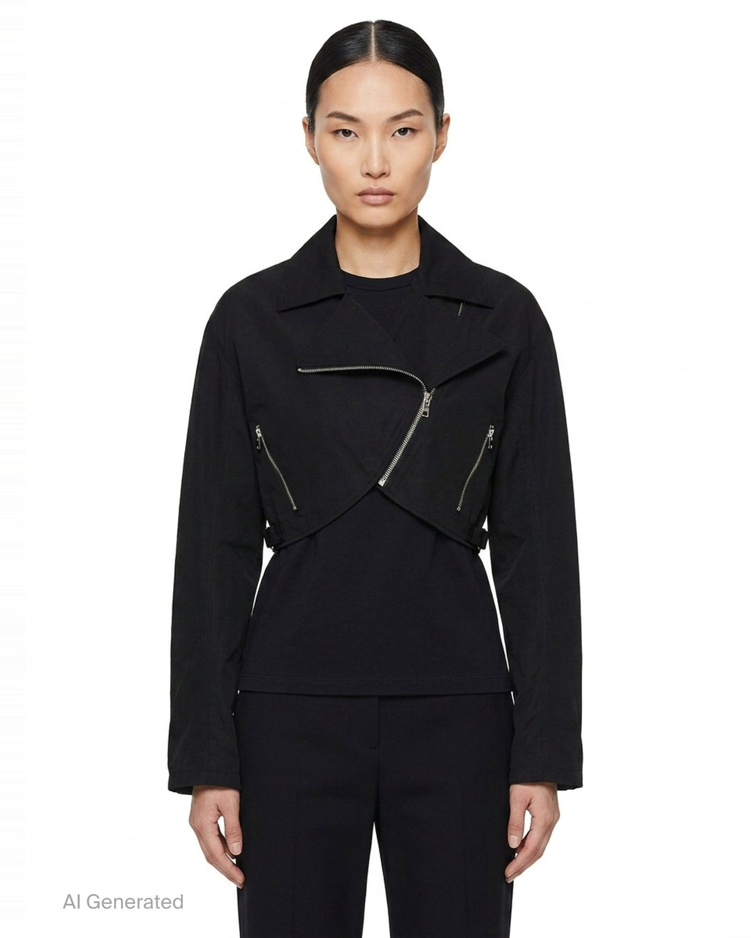 Cropped Biker Cotton Poplin Jacket | Alaïa | Club21 - front