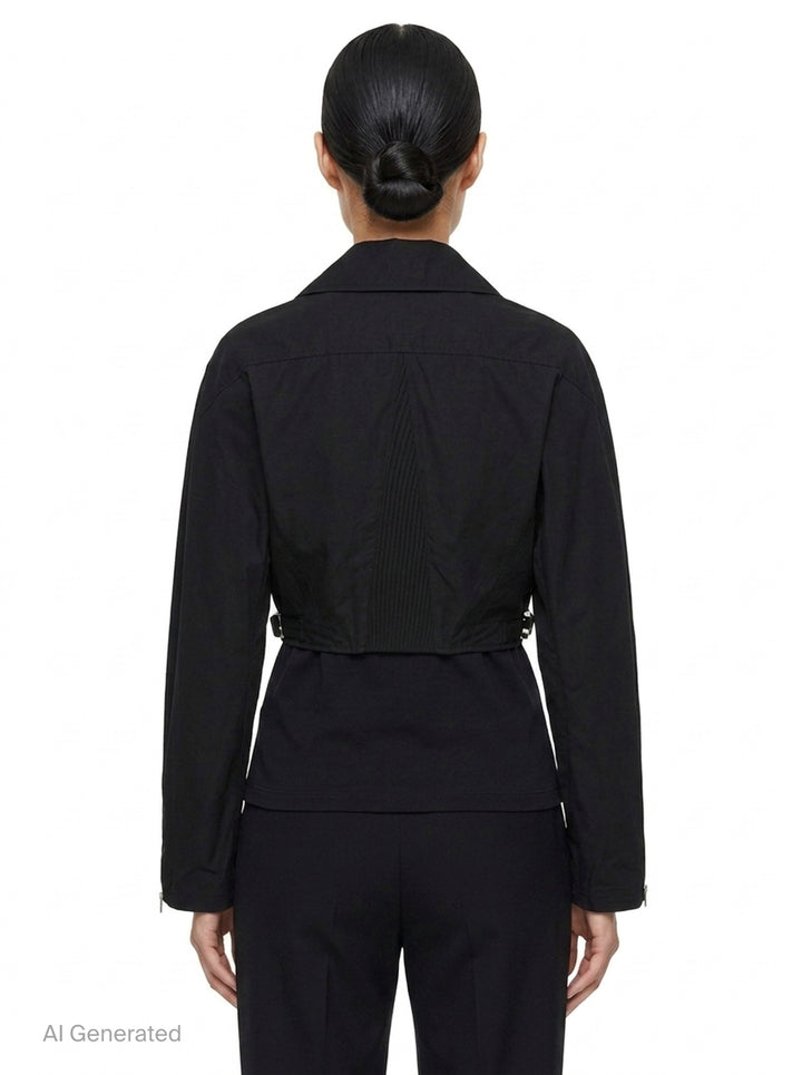 Cropped Biker Cotton Poplin Jacket | Alaïa | Club21 - back