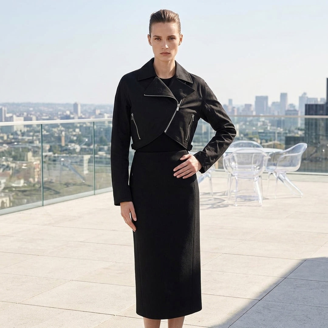 Cropped Biker Cotton Poplin Jacket | Alaïa | Club21 - lifestyle
