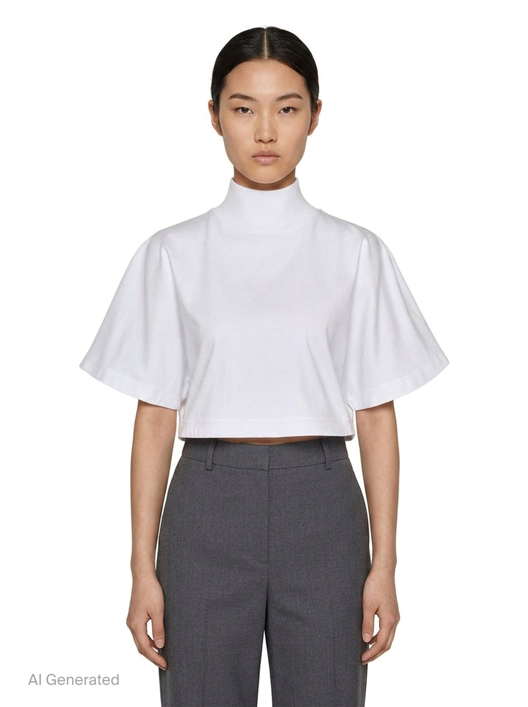 High Neck Cotton Jersey Tee | Alaïa | Club21 - front