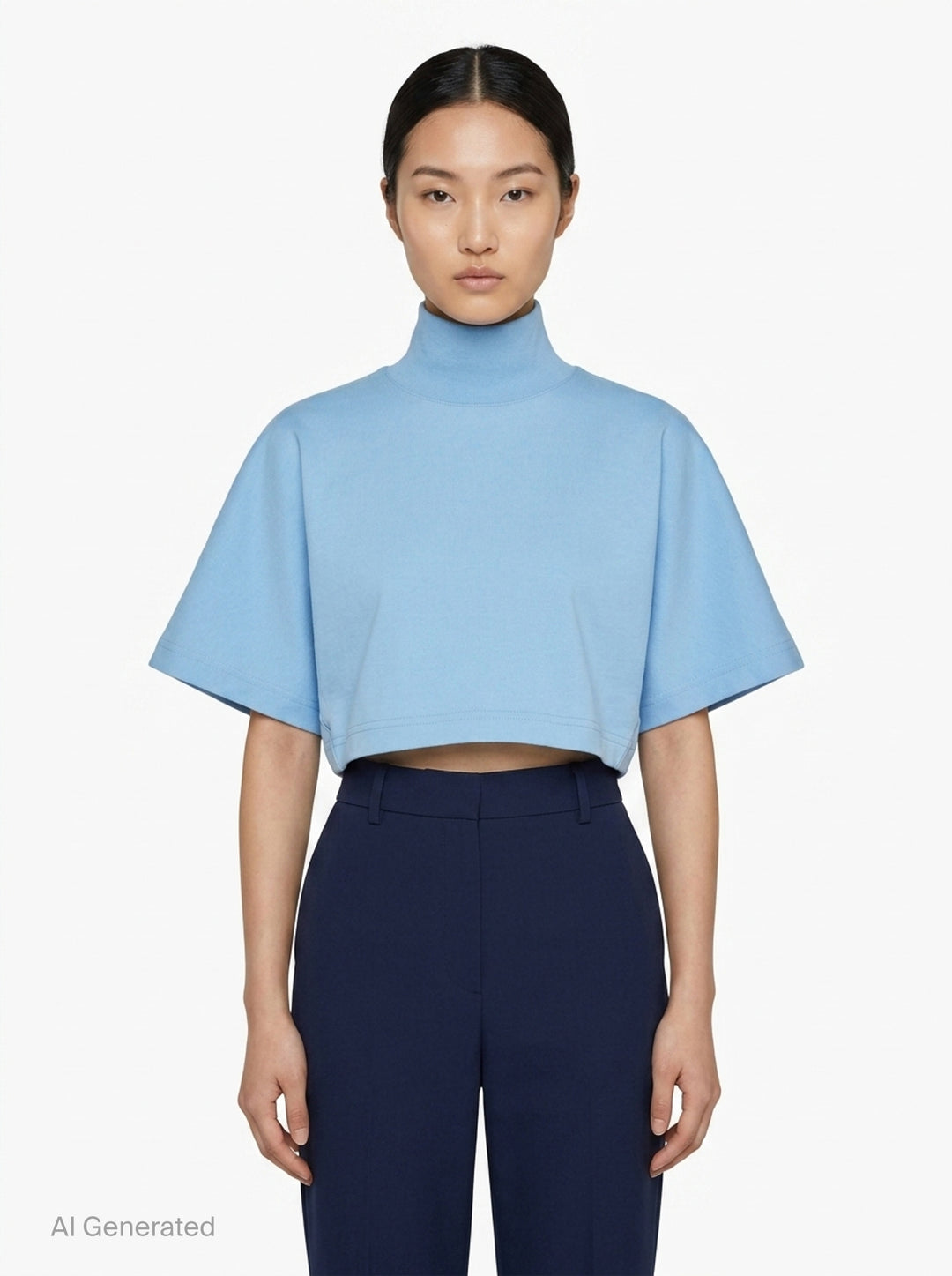 High Neck Cotton Jersey Tee | Alaïa | Club21 - front