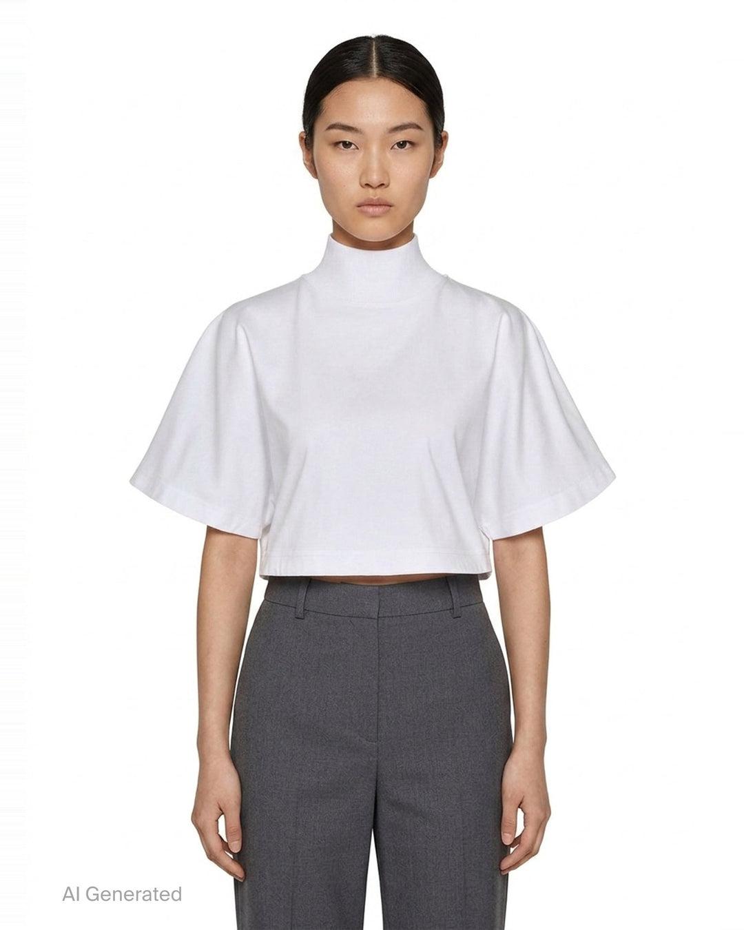 High Neck Cotton Jersey Tee | Alaïa | Club21 - front