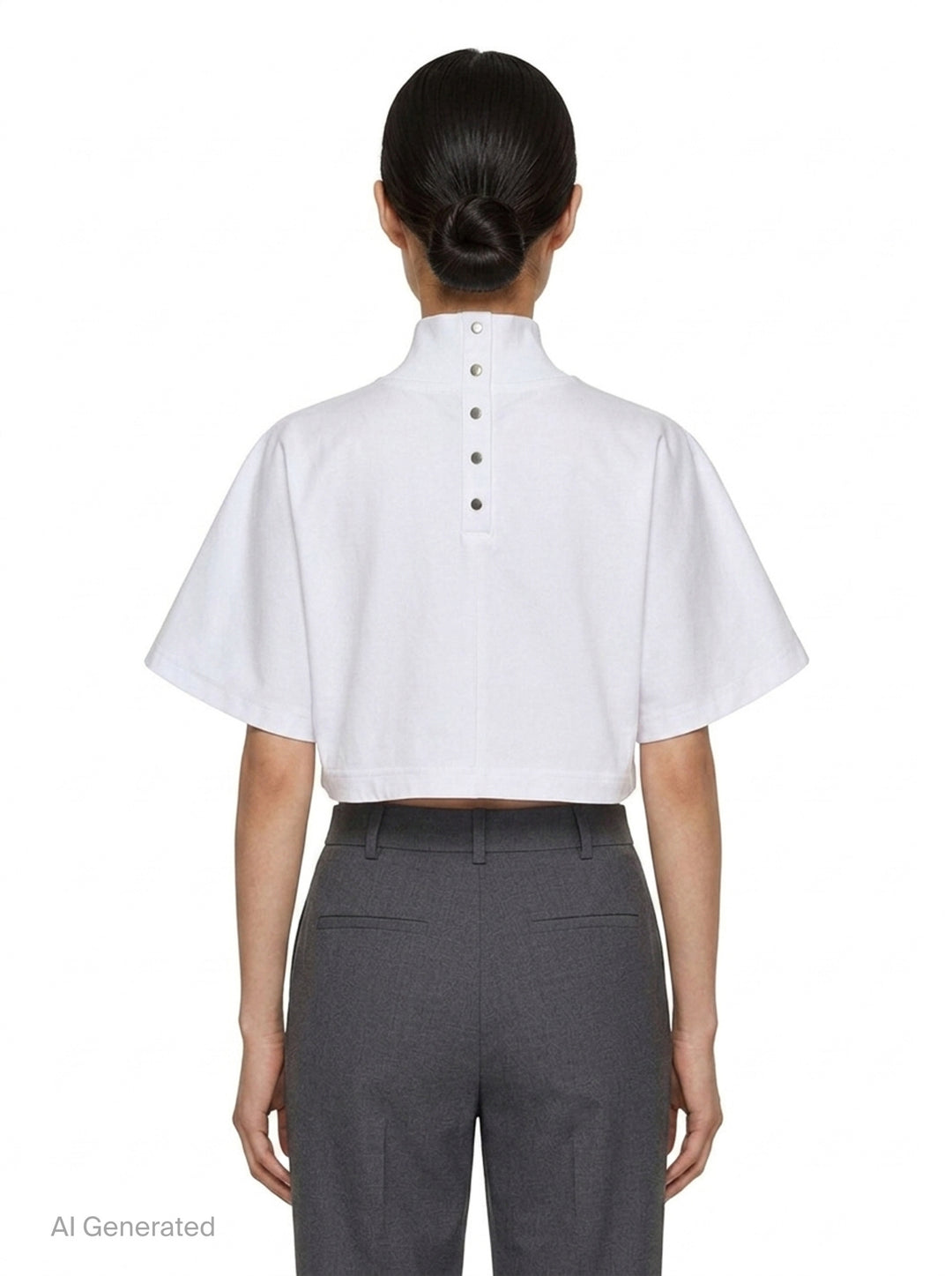 High Neck Cotton Jersey Tee | Alaïa | Club21 - back