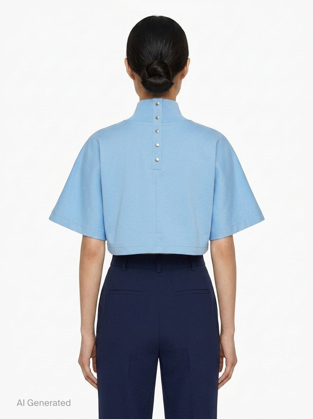 High Neck Cotton Jersey Tee | Alaïa | Club21 - back