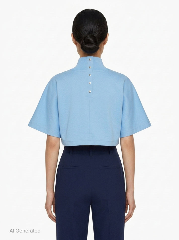 High Neck Cotton Jersey Tee | Alaïa | Club21 - back