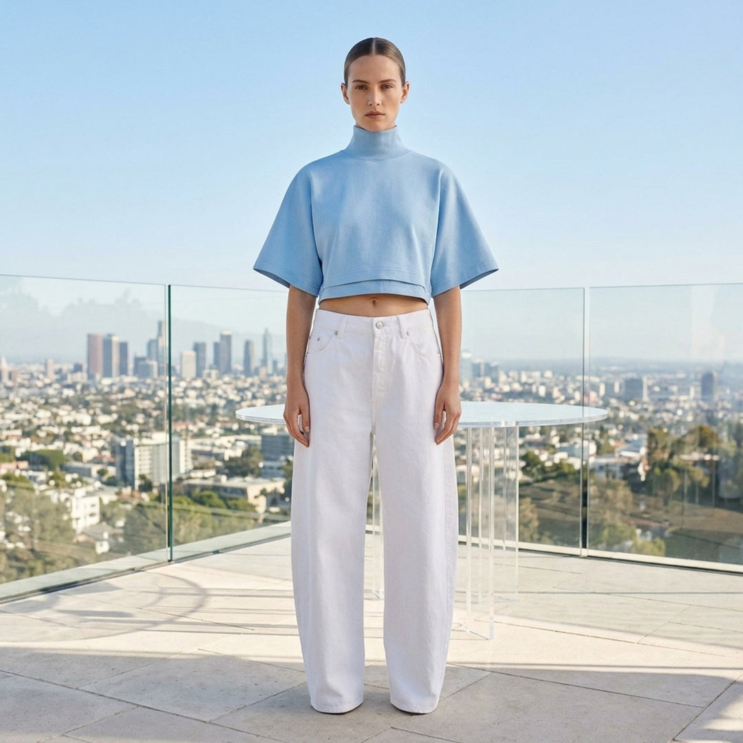 High Neck Cotton Jersey Tee | Alaïa | Club21 - lifestyle