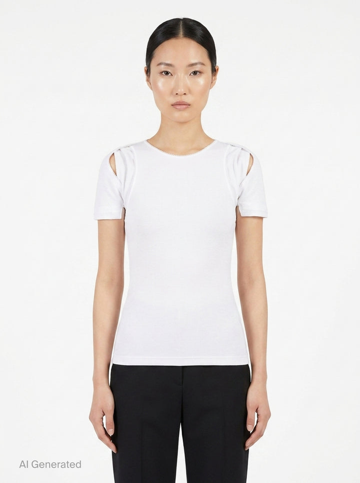 Layered Ribbed Jersey Tee | Alaïa | Club21 - front