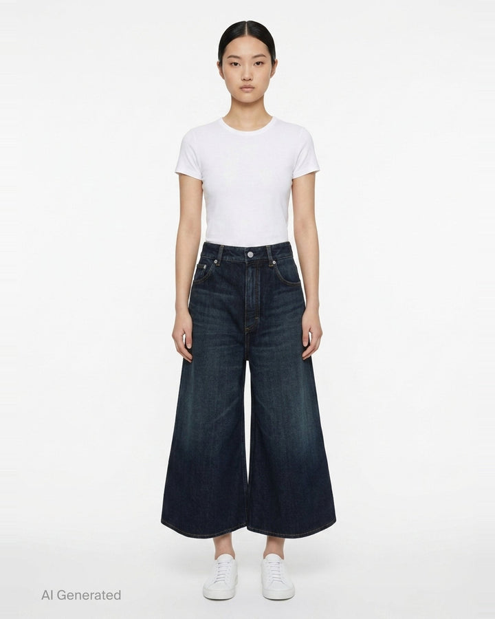Palazzo Dock Blue Denim Shorts | Alaïa | Club21 - front