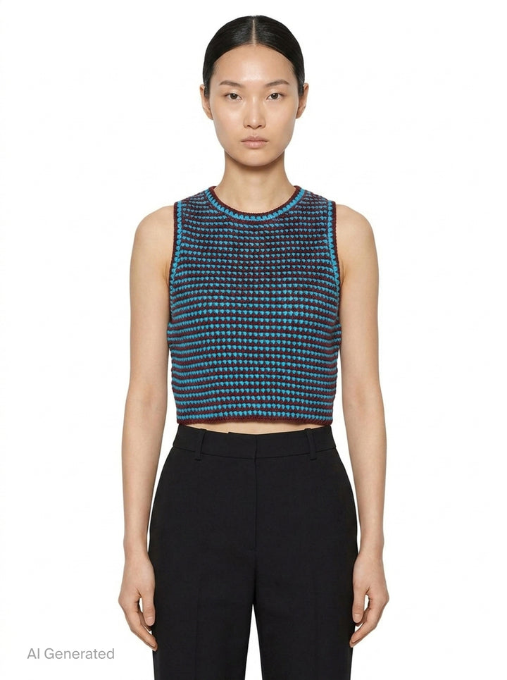 Striped Crochet Crop Tank Top | Alaïa | Club21 - front