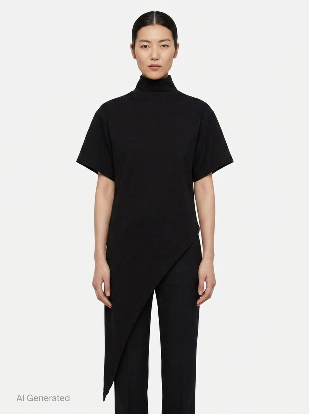Triangle Asymmetric Cotton Jersey Tee | Alaïa | Club21 - front
