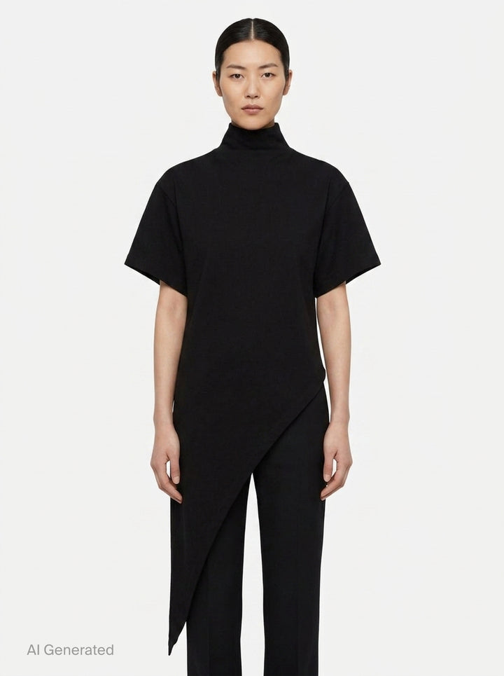 Triangle Asymmetric Cotton Jersey Tee | Alaïa | Club21 - front