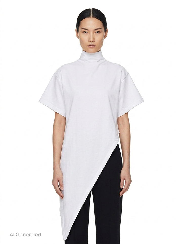 Triangle Asymmetric Cotton Jersey Tee | Alaïa | Club21 - front