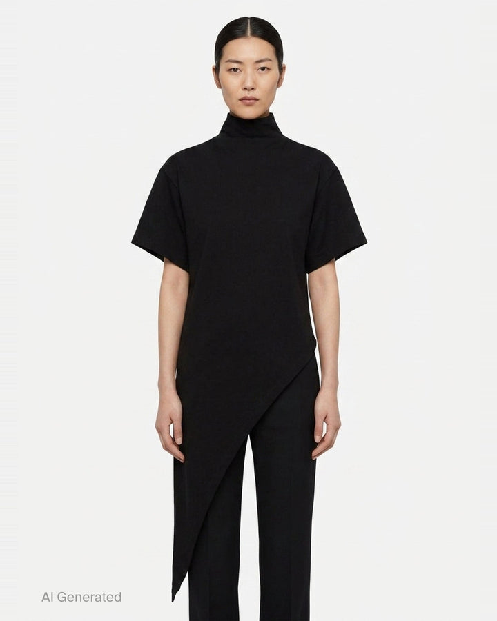 Triangle Asymmetric Cotton Jersey Tee | Alaïa | Club21 - front