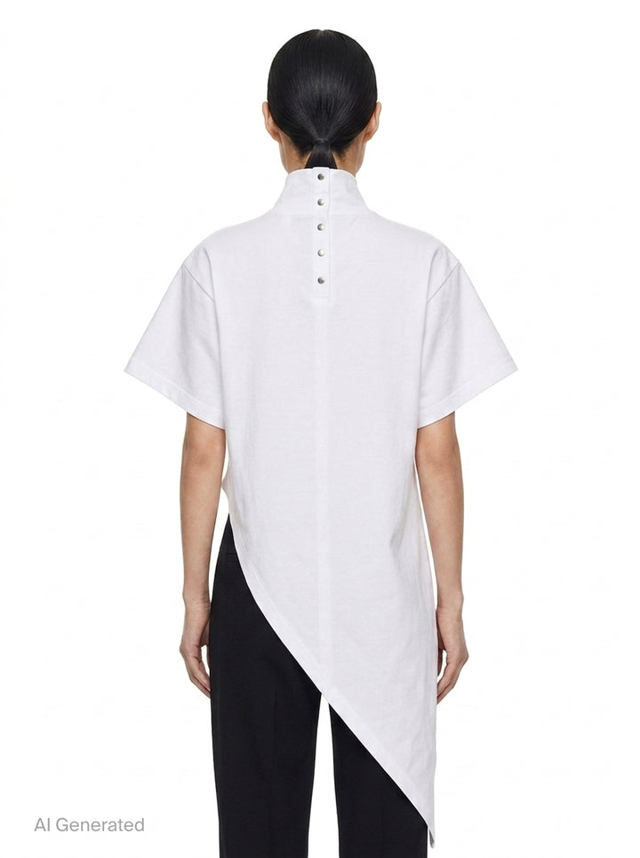 Triangle Asymmetric Cotton Jersey Tee | Alaïa | Club21 - back