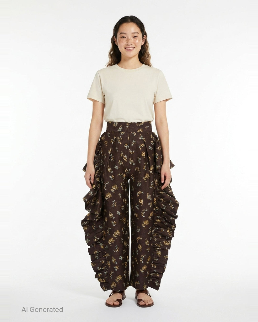 Lilah Floral Ruffle Pants | Alemais | Club21 - front