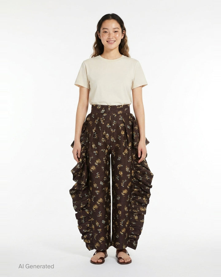 Lilah Floral Ruffle Pants | Alemais | Club21 - front