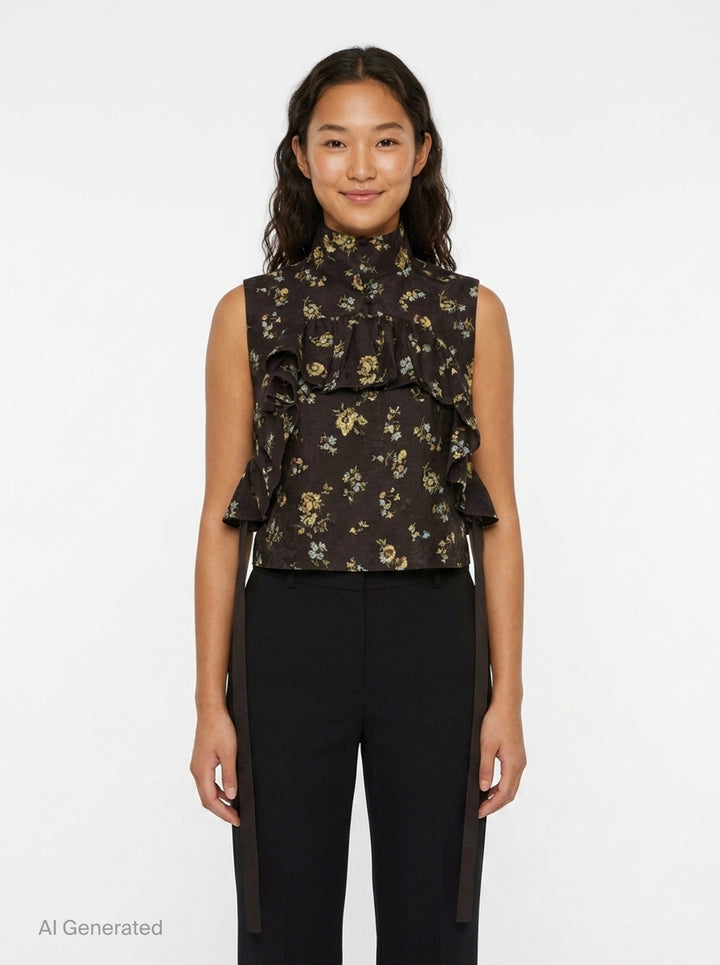Lilah Ruffled Floral Top | Alemais | Club21 - front