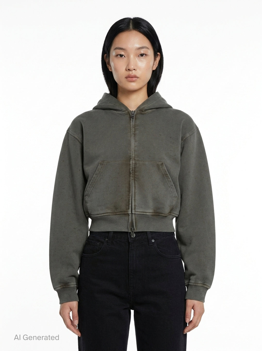 Allover Hotfix Zip-Up Hoodie | Alexander Wang | Club21 - front