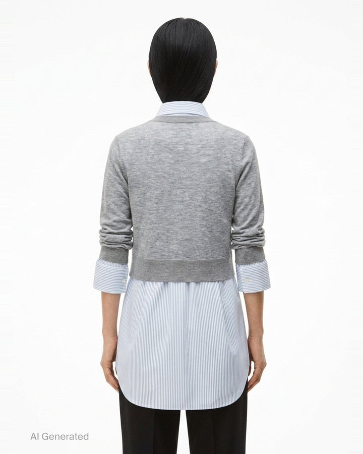 Button Up Sheer Crewneck Combo | Alexander Wang | Club21 - back