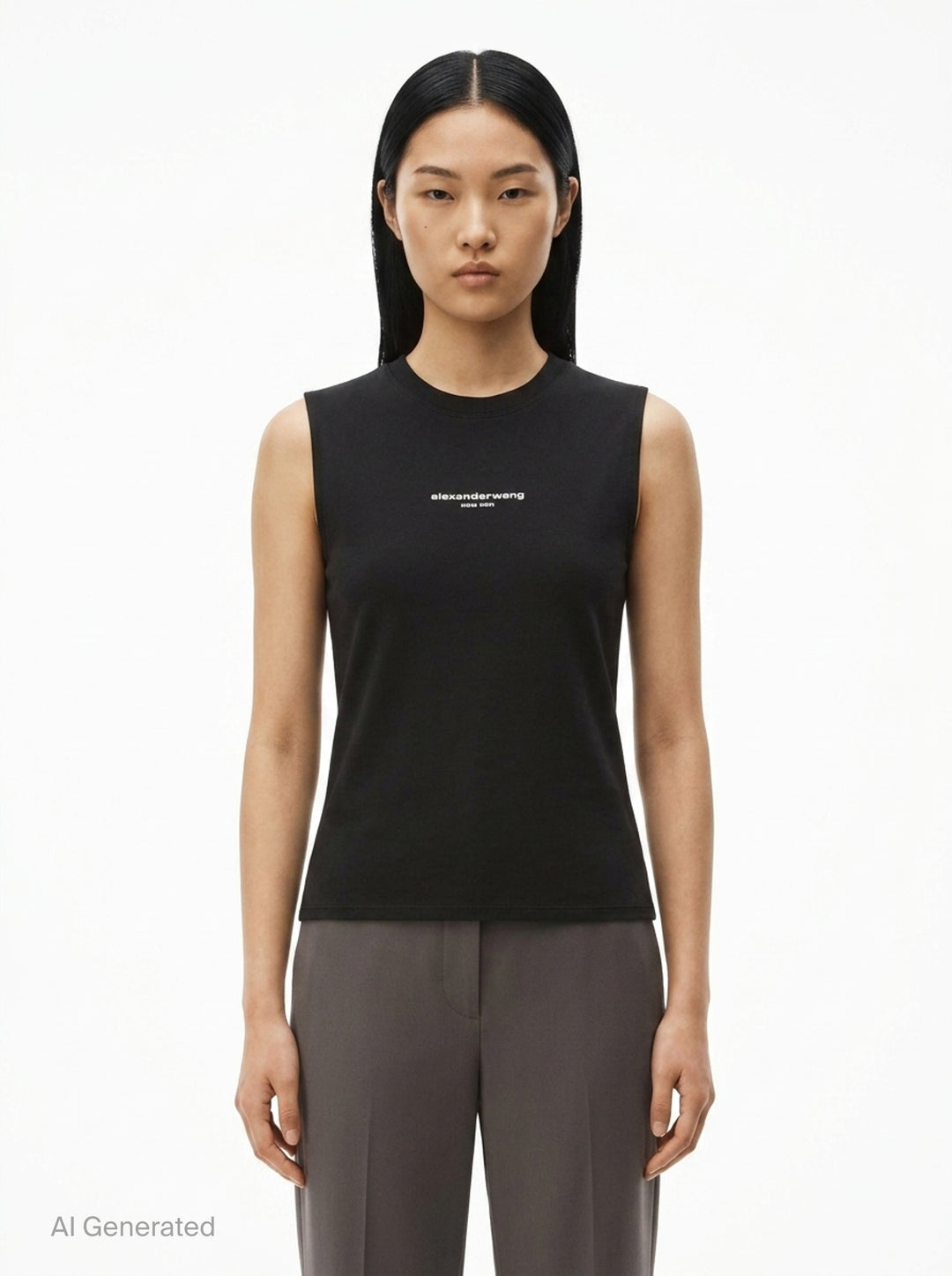Fitted Logo Print Tank | Alexander Wang | Club21 - front