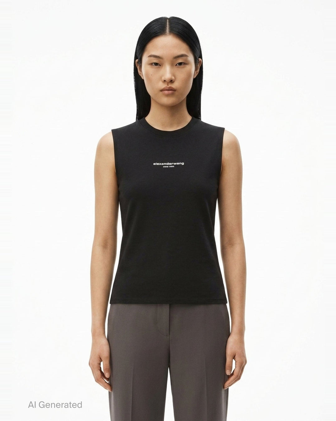 Fitted Logo Print Tank | Alexander Wang | Club21 - front