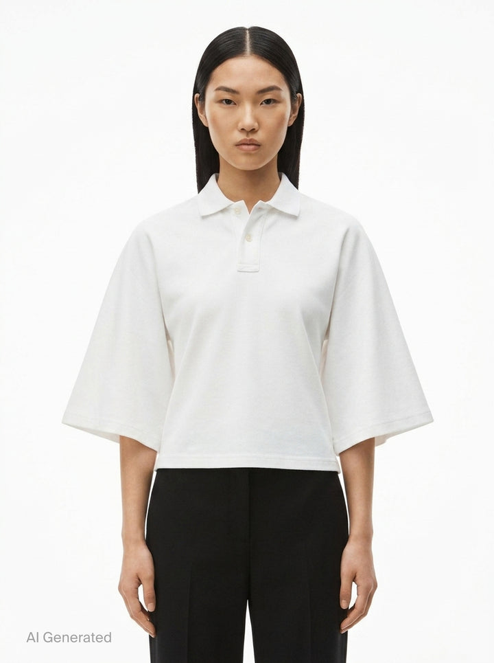 Fitted Polo with Draped Sleeves | Alexander Wang | Club21 - front