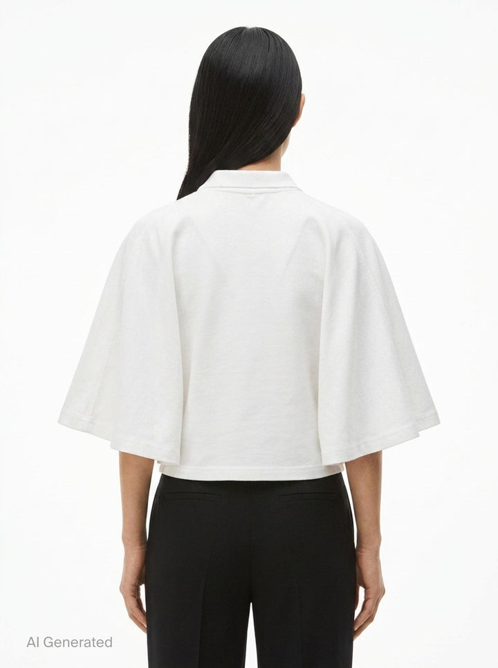 Fitted Polo with Draped Sleeves | Alexander Wang | Club21 - back