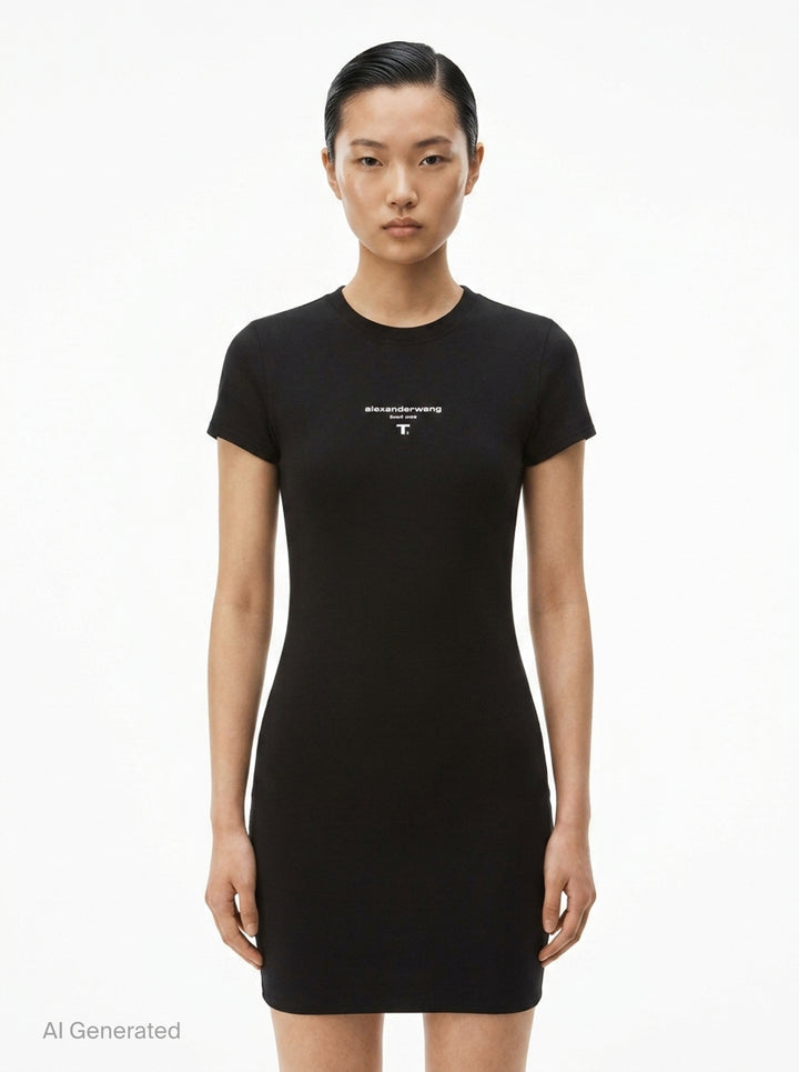 Fitted Short Sleeve Mini Dress | Alexander Wang | Club21 - front