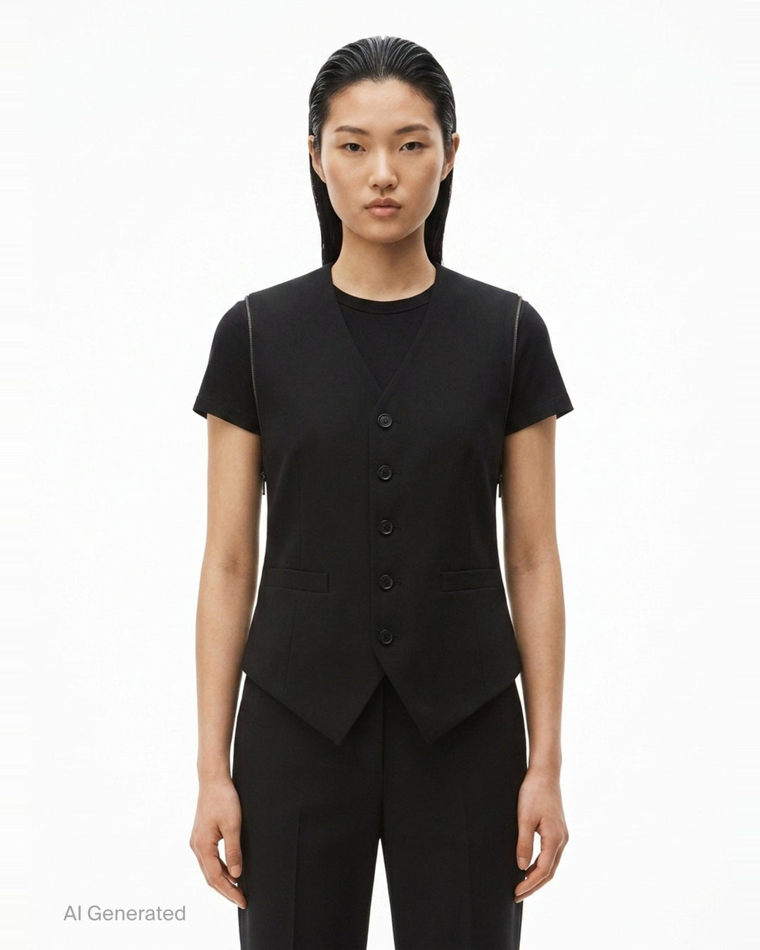 Fitted Tailored Vest with Loop Zip | Alexander Wang | Club21 - front