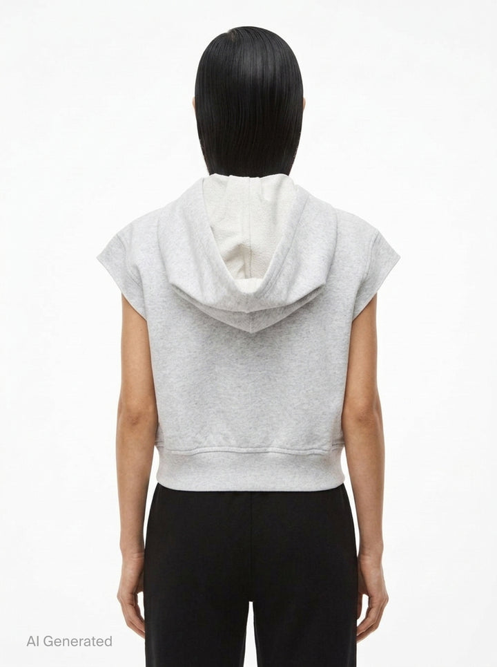 Fitted Zip Short Sleeve Hoodie | Alexander Wang | Club21 - back