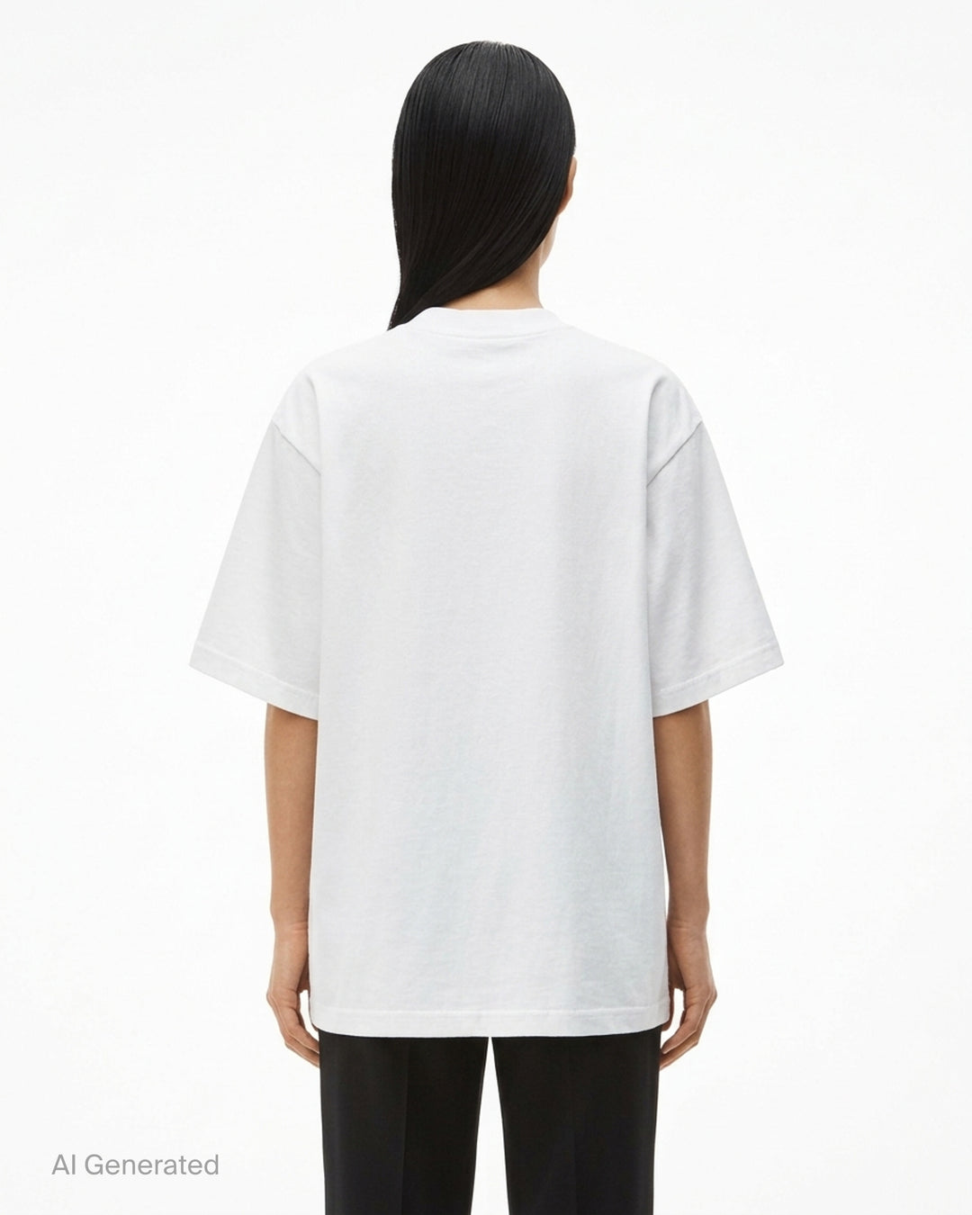 White oversized short sleeve tee by Alexander Wang with a vertical grey AW flasher graphic and logo print on the chest - back