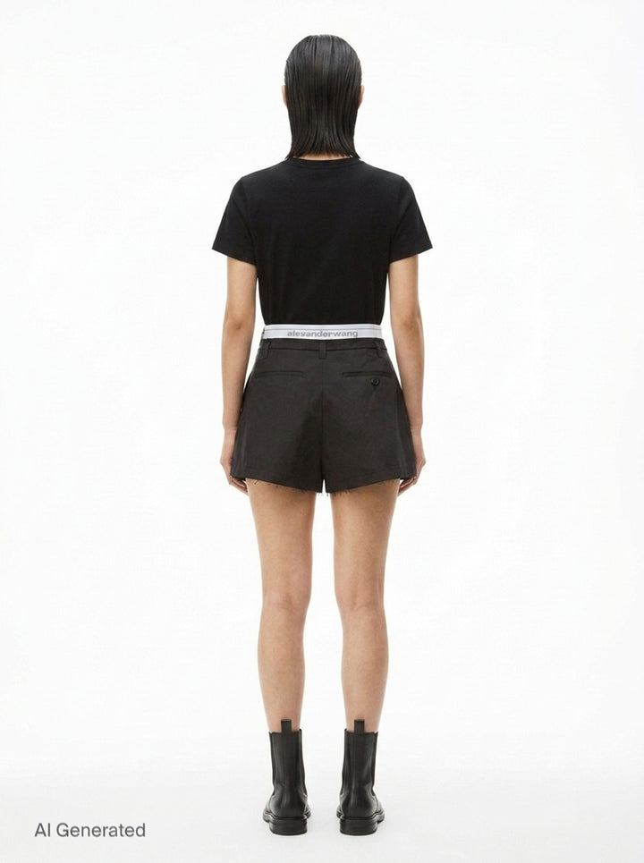 High-Rise Logo Elastic Shorts | Alexander Wang | Club21 - back