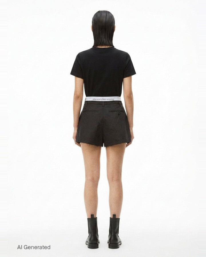 High-Rise Logo Elastic Shorts | Alexander Wang | Club21 - back
